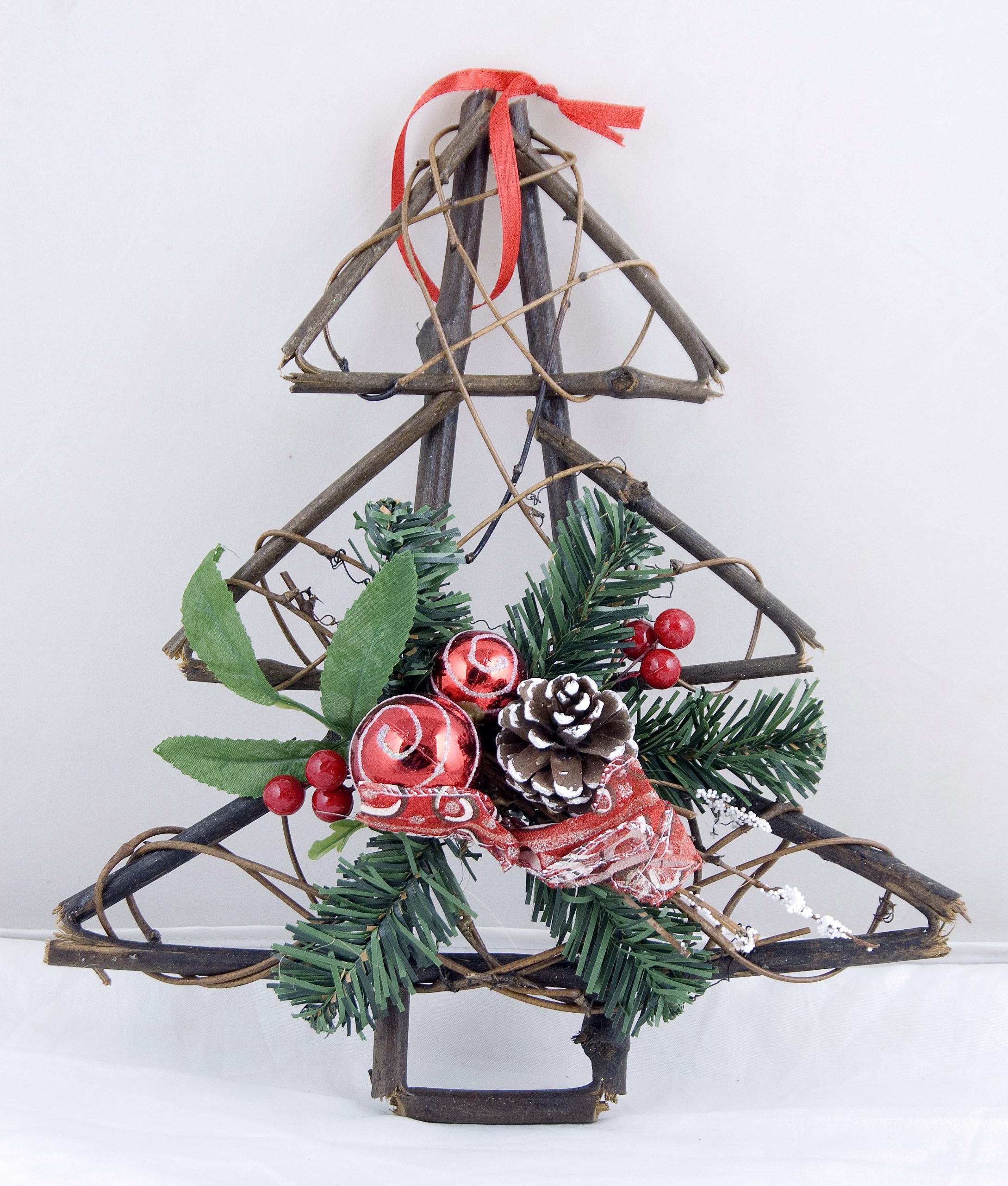 Hanging Christmas Tree 12Inch Decorated On Wood Stick Red/Green throughout Christmas Warmer Crossword Clue 7 Letters