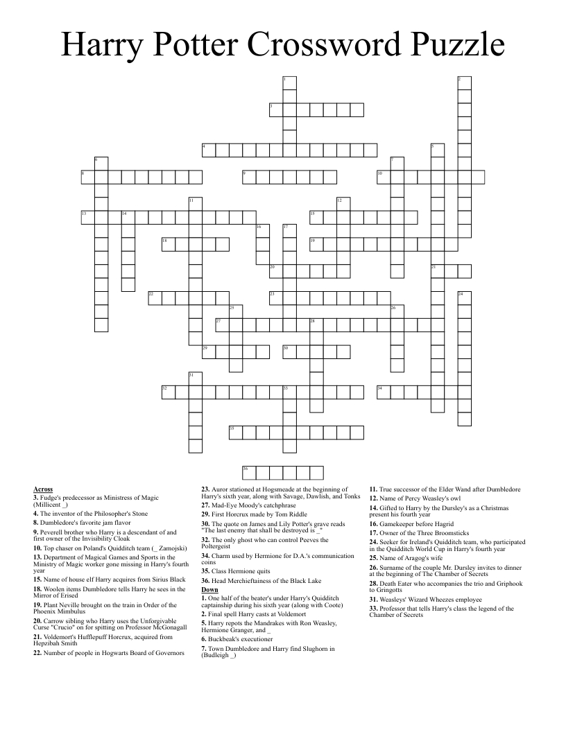harry potter crossword puzzle wordmint with regard to one of a christmas trio crossword Harry Potter Crossword Puzzle - Wordmint with regard to One Of A Christmas Trio Crossword