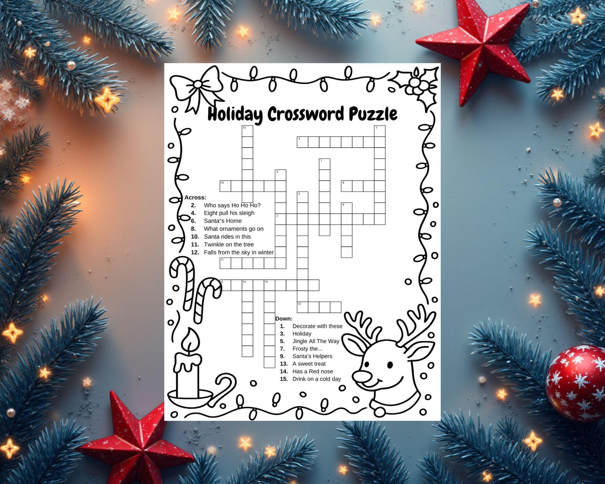 Holiday Crossword Puzzle - Etsy Australia with regard to Christmas Trio Crossword Clue