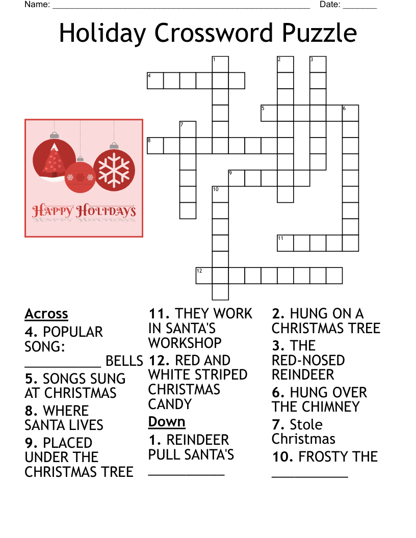 Holiday Crossword Puzzle - Wordmint with regard to Crossword Puzzle Christmas Card
