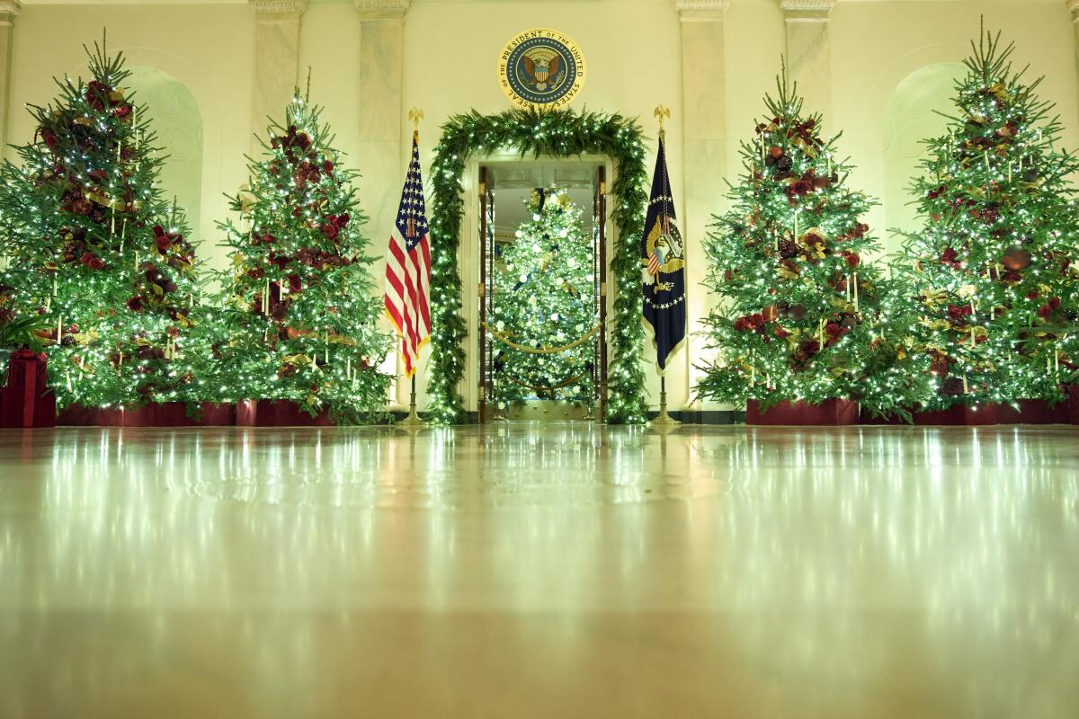 Melania Trump Reveals White House Holiday Decorations And Her intended for Some Purchases For Christmas Displays Crossword