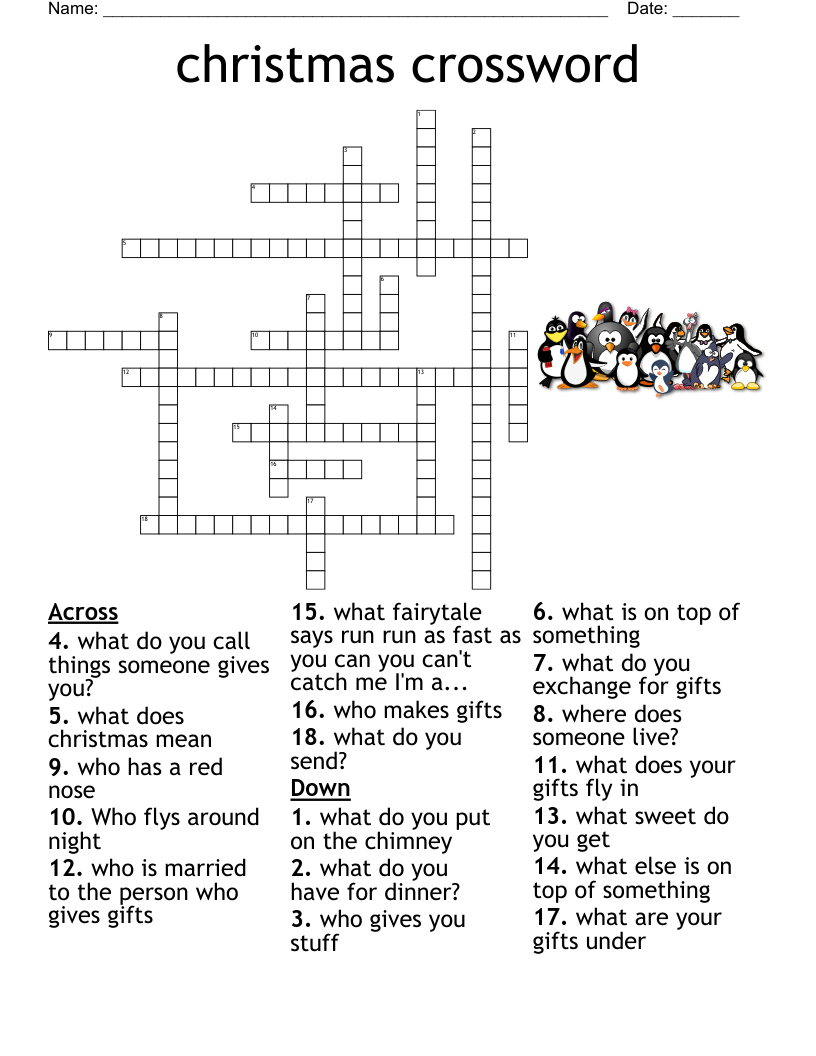 Merry Christmas Crossword Puzzle - Wordmint regarding Merry Christmas Complete The Crossword Below
