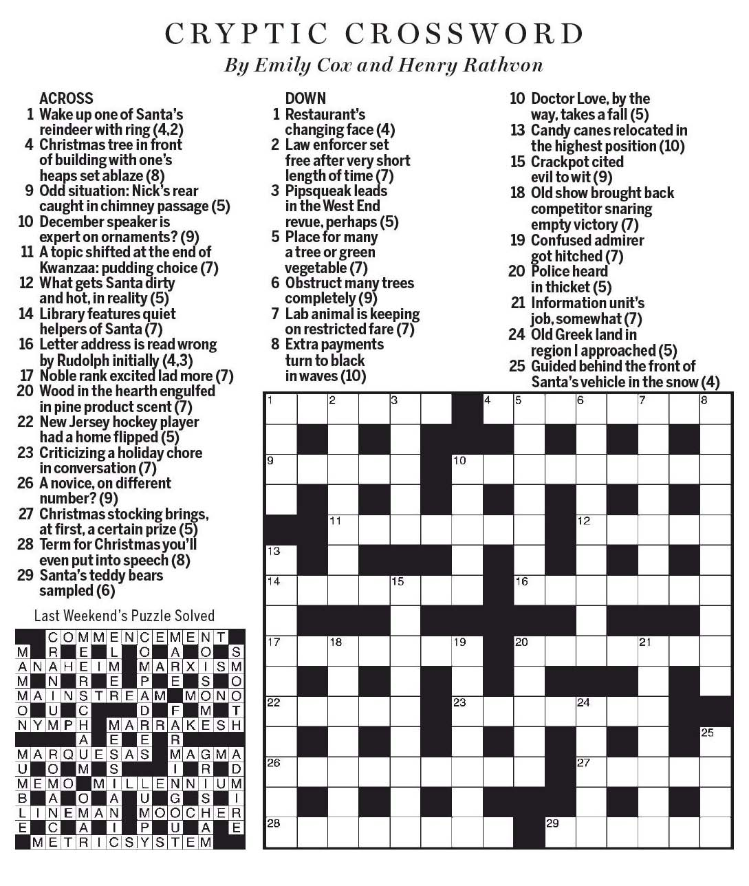 national post cryptic crossword forum saturday december 23 2017 with christmas contraction crossword clue National Post Cryptic Crossword Forum: Saturday, December 23, 2017 with Christmas Contraction Crossword Clue