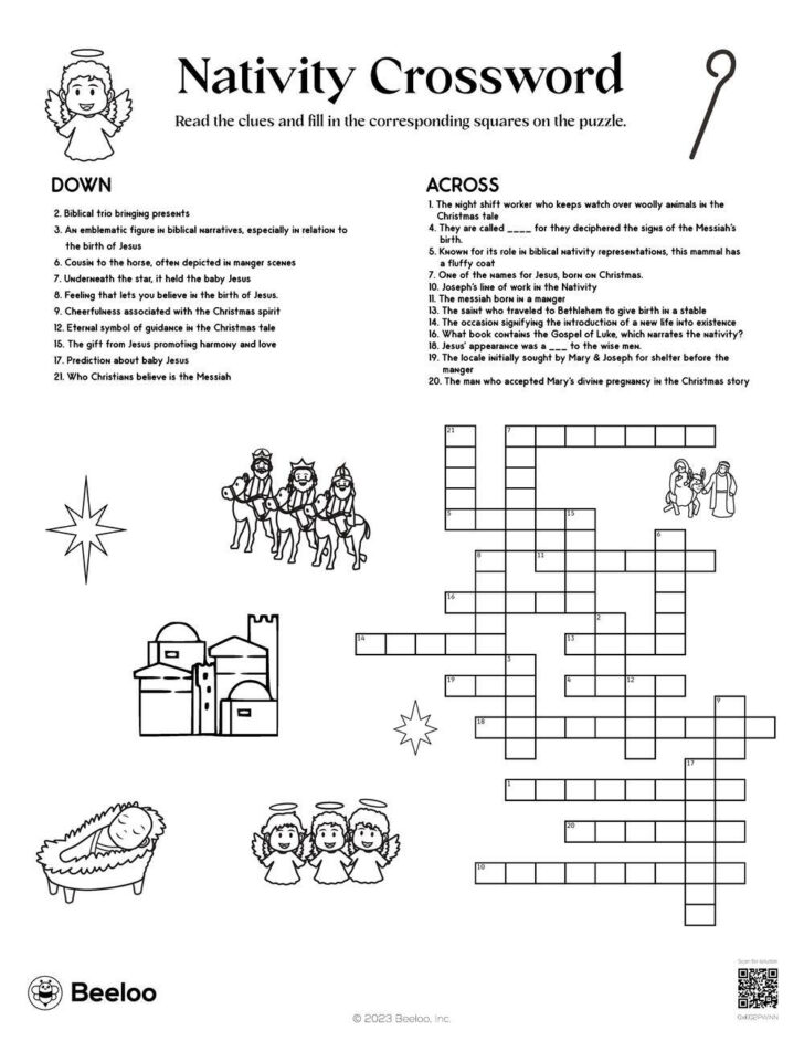 Christian Christmas Crossword Puzzle Printable