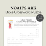 Noah'S Ark Activity For Youth,Bible Crossword Puzzle,Bible Study For Prize In A Christmas Story Crossword Clue