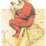 Norman Rockwell Print "Santa Claus Plans His Trip" Christmas In Santa's Route On Christmas Eve Nyt Crossword