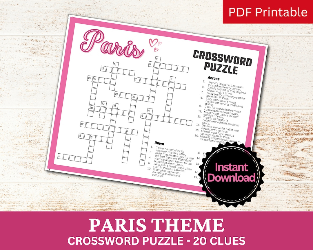 paris crossword puzzle printable game fun travel theme birthday in christmas in paris crossword clue Paris Crossword Puzzle Printable Game, Fun Travel Theme Birthday in Christmas In Paris Crossword Clue
