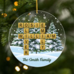 Personalised Acrylic Christmas Crossword Puzzle Ornament For Family Within Christmas Eve Decoration Crossword