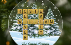 Personalised Acrylic Christmas Crossword Puzzle Ornament For Family within Spherical Christmas Tree Ornament Crossword Clue