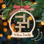 Personalized Christmas Ornament, Custom Family Christmas Ornament Throughout Christmas Tree Glitter Crossword Clue
