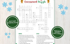 Printable Christmas Crossword Puzzle For Kids And Adults, Fun in Christmas Word Crossword Puzzle