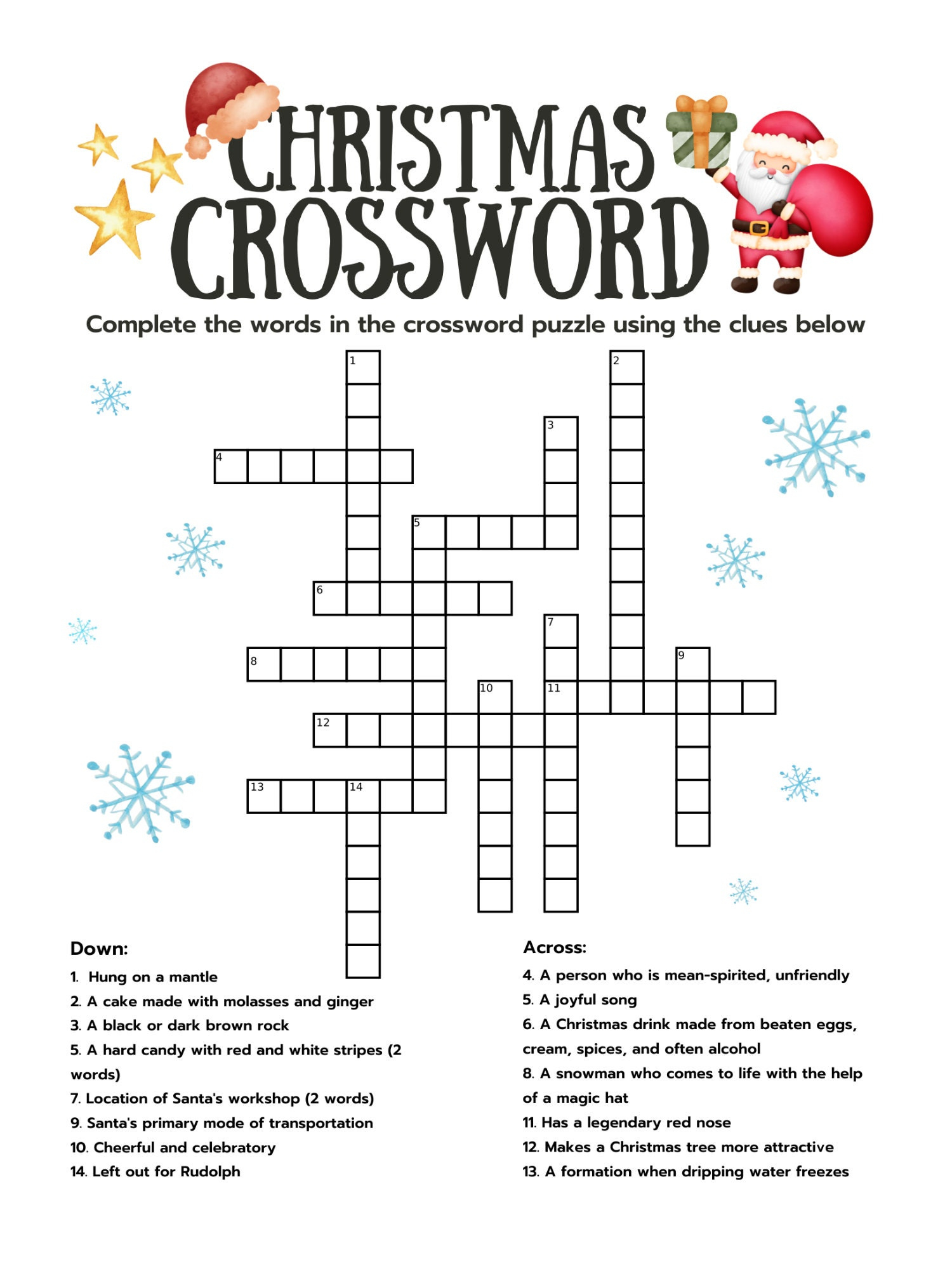 Printable Christmas Crossword Puzzle With Answer Key (Digital for Christmas Crossword Puzzle Hard