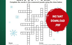 Printable Christmas Crossword Puzzle With Answer Key (Digital in Christmas Material Crossword Clue