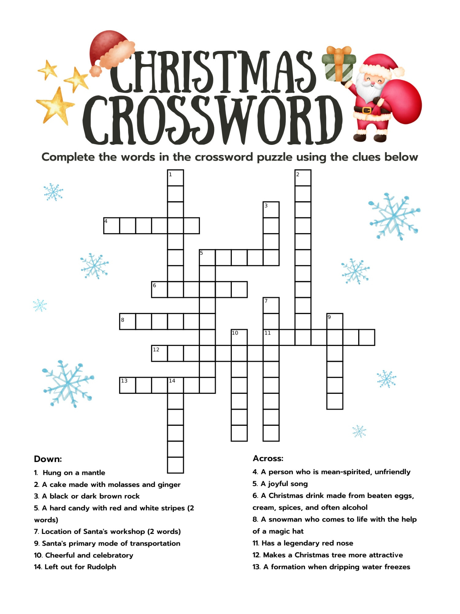 Printable Christmas Crossword Puzzle With Answer Key (Digital throughout Christmas Word Crossword Puzzle
