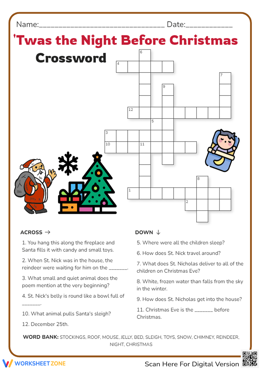 printable grade 7 holidays crossword worksheets download regarding night before christmas crossword Printable Grade 7 Holidays Crossword Worksheets Download regarding Night Before Christmas Crossword