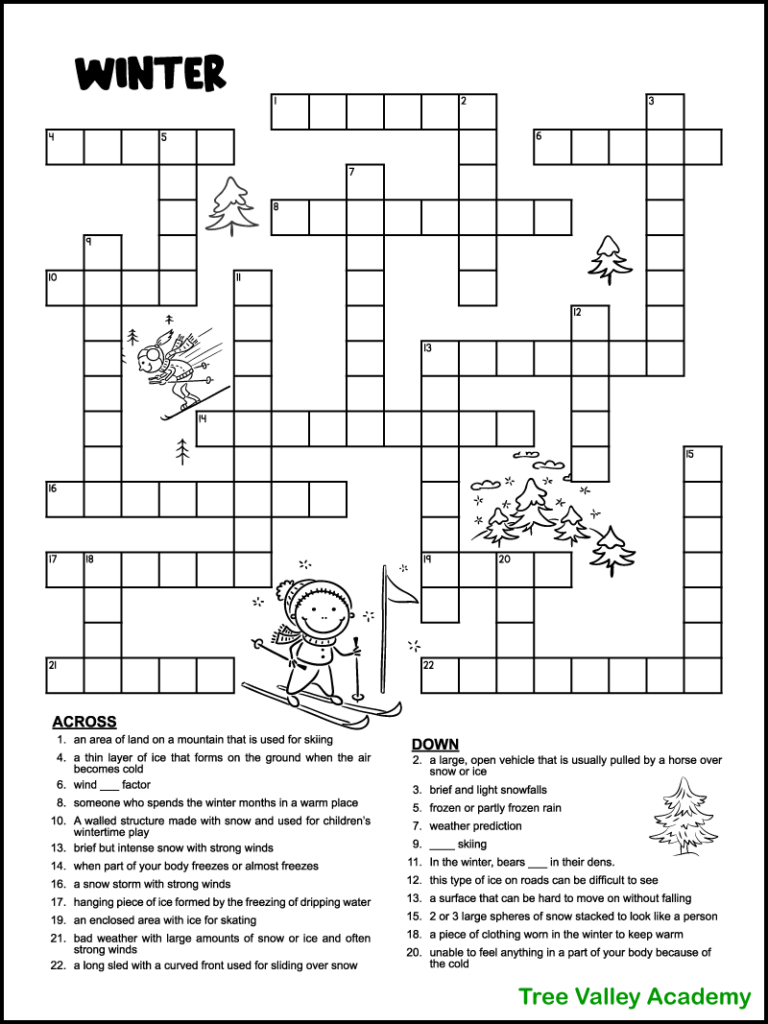 printable winter crossword puzzles for kids tree valley academy pertaining to free printable christmas crossword puzzle for middle school Printable Winter Crossword Puzzles For Kids - Tree Valley Academy pertaining to Free Printable Christmas Crossword Puzzle For Middle School