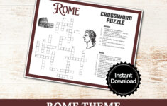 Rome Crossword Puzzle Printable Game, Fun Travel Club Theme intended for Christmas In Rome Crossword Clue