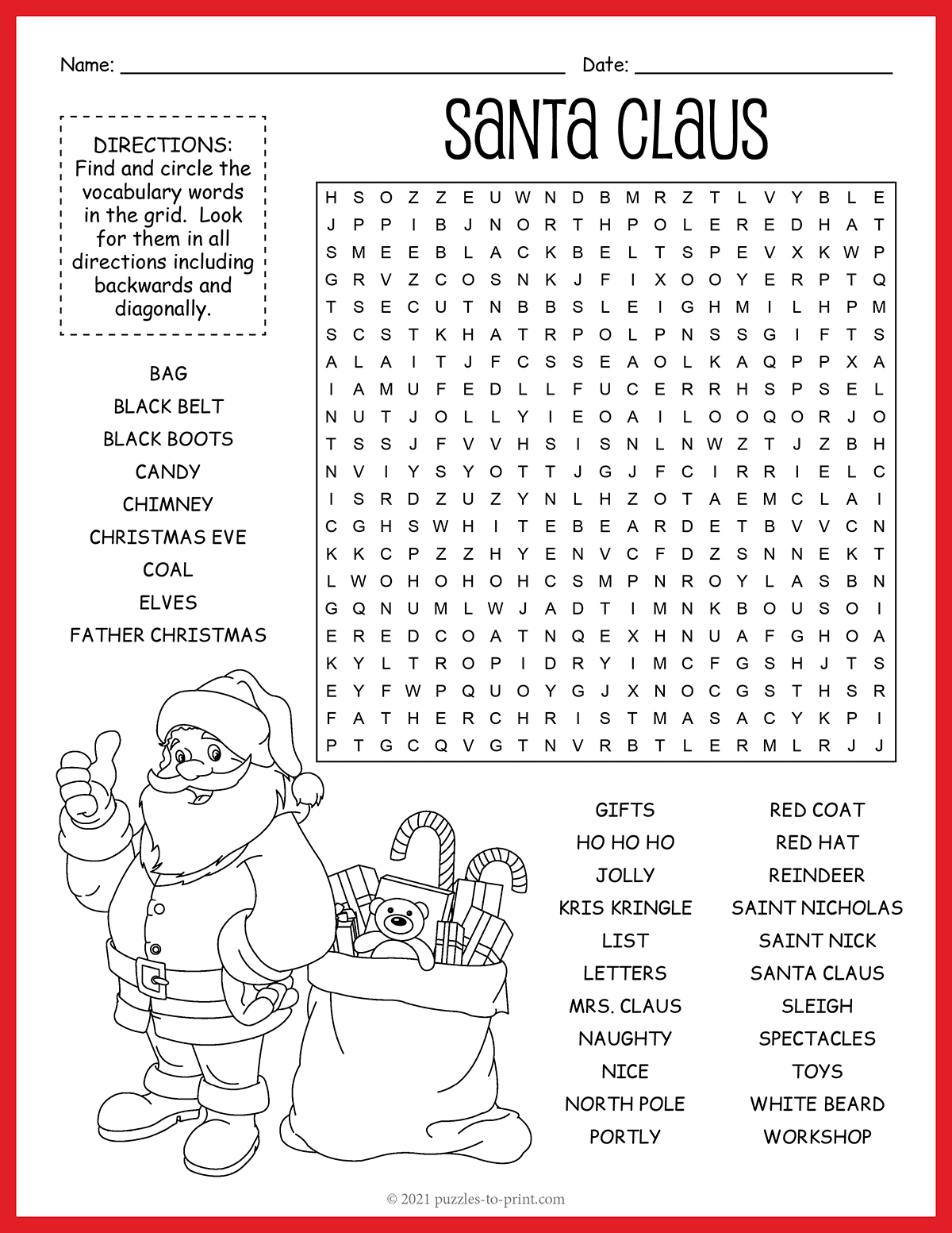 santa claus word search with father christmas nyt crossword Santa Claus Word Search with Father Christmas Nyt Crossword
