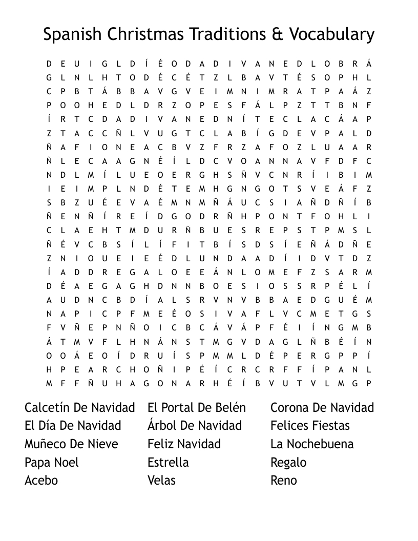 spanish christmas traditions vocabulary word search wordmint with regard to christmas crossword in spanish Spanish Christmas Traditions & Vocabulary Word Search - Wordmint with regard to Christmas Crossword in Spanish
