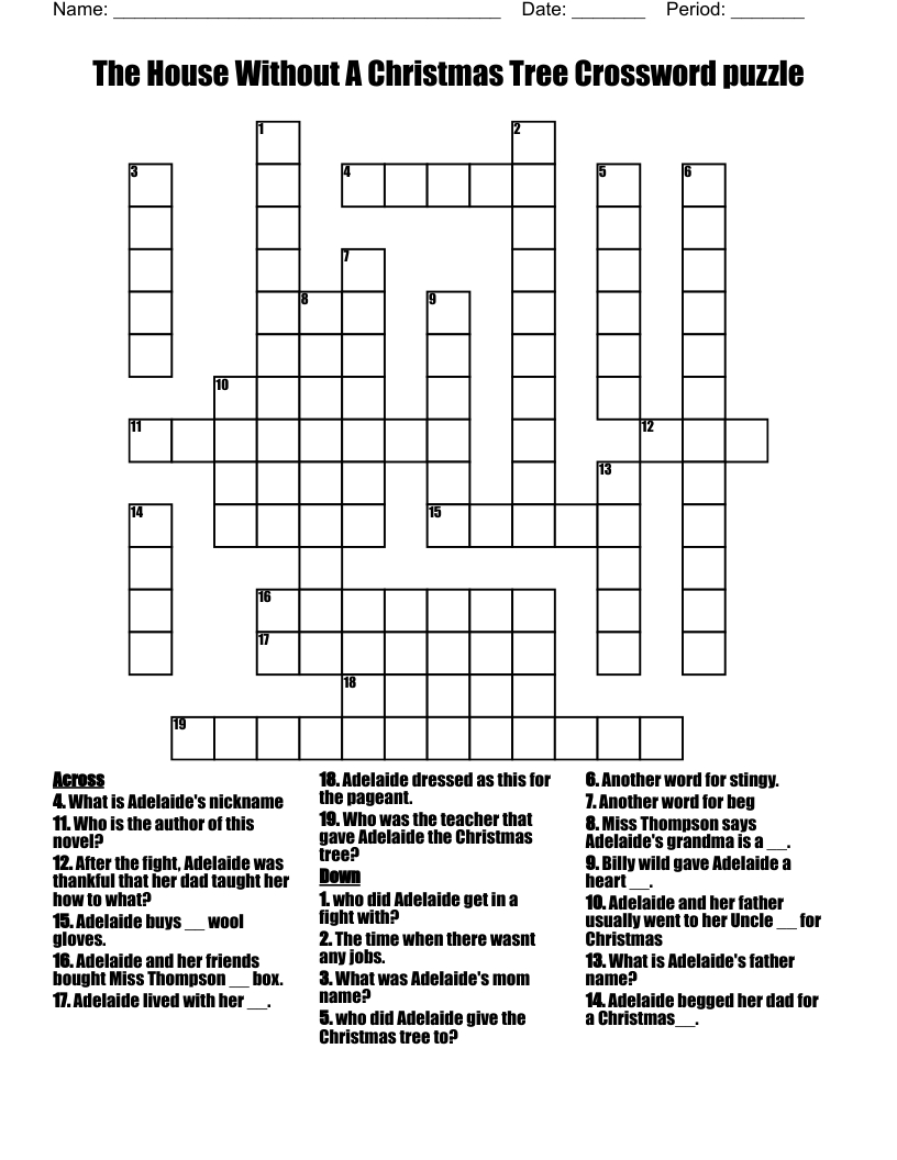 The House Without A Christmas Tree Crossword Puzzle - Wordmint intended for Christmas Tree Crossword Answers