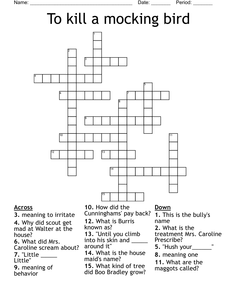 to kill a mocking bird crossword wordmint with regard to birds in a christmas carol crossword To Kill A Mocking Bird Crossword - Wordmint with regard to Birds in a Christmas Carol Crossword