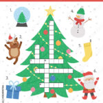 Vector Christmas Crossword Puzzle For Kids. Simple Quiz With Intended For Common Christmas Tree Decoration Crossword