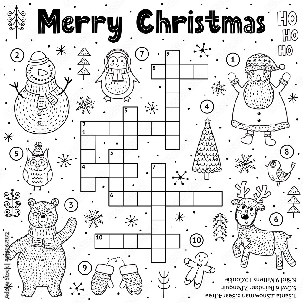 vetor merry christmas crossword game for kids black and white in a merry christmas crossword Vetor Merry Christmas Crossword Game For Kids. Black And White in A Merry Christmas Crossword