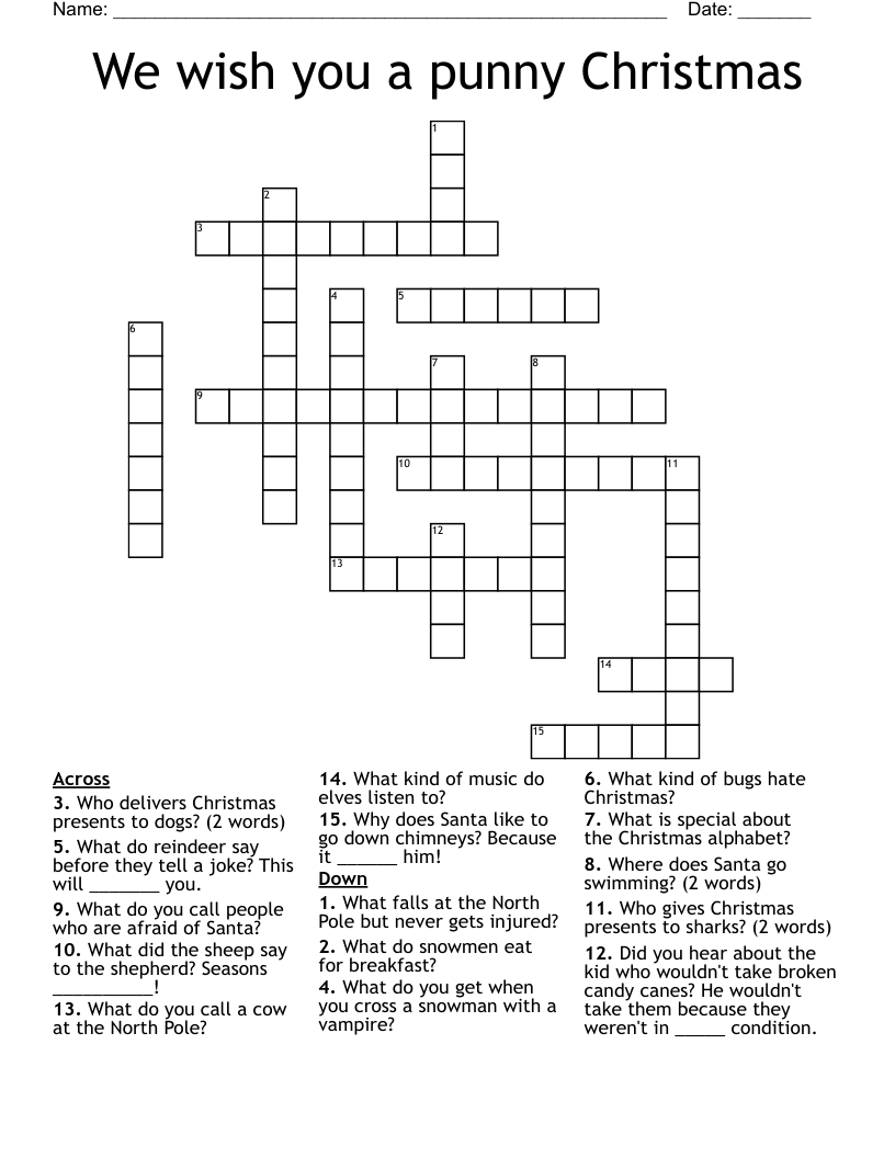 we wish you a punny christmas crossword wordmint with white christmas wish crossword We Wish You A Punny Christmas Crossword - Wordmint with White Christmas Wish Crossword