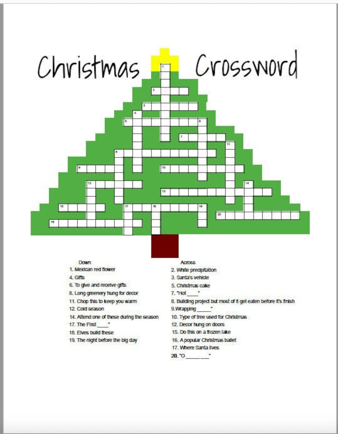 weihnachten kreuzwortratsel etsy de with regard to like most christmas trees crossword Weihnachten Kreuzworträtsel - Etsy.de with regard to Like Most Christmas Trees Crossword