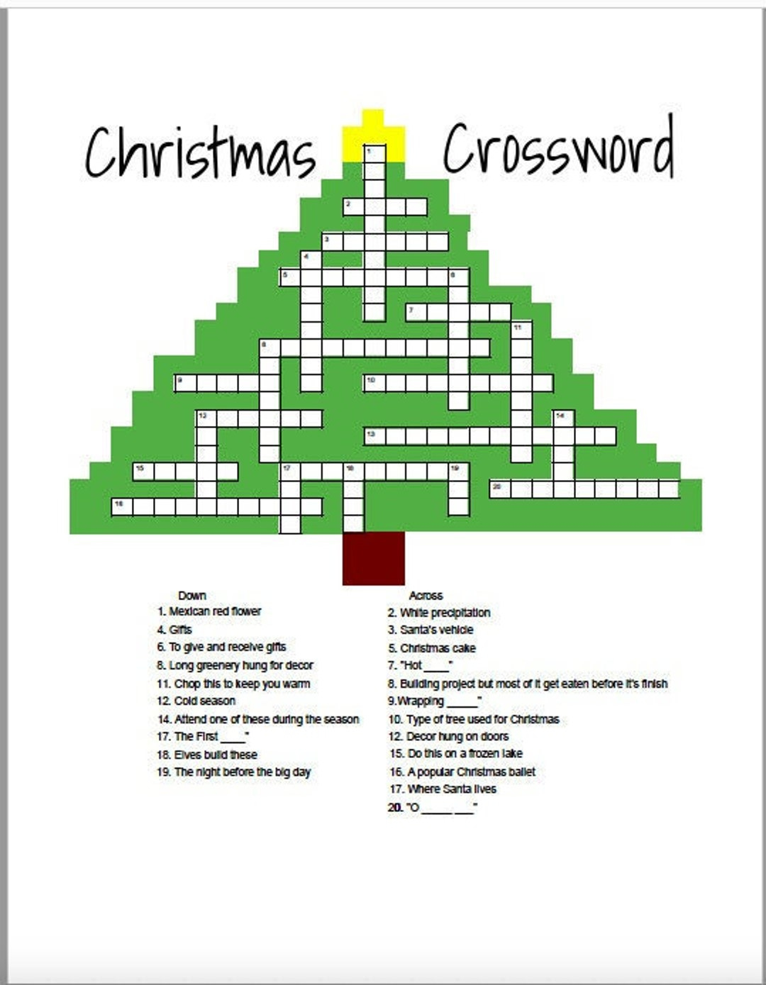 weihnachten kreuzwortratsel etsy de within christmas tree type crossword clue Weihnachten Kreuzworträtsel - Etsy.de within Christmas Tree Type Crossword Clue