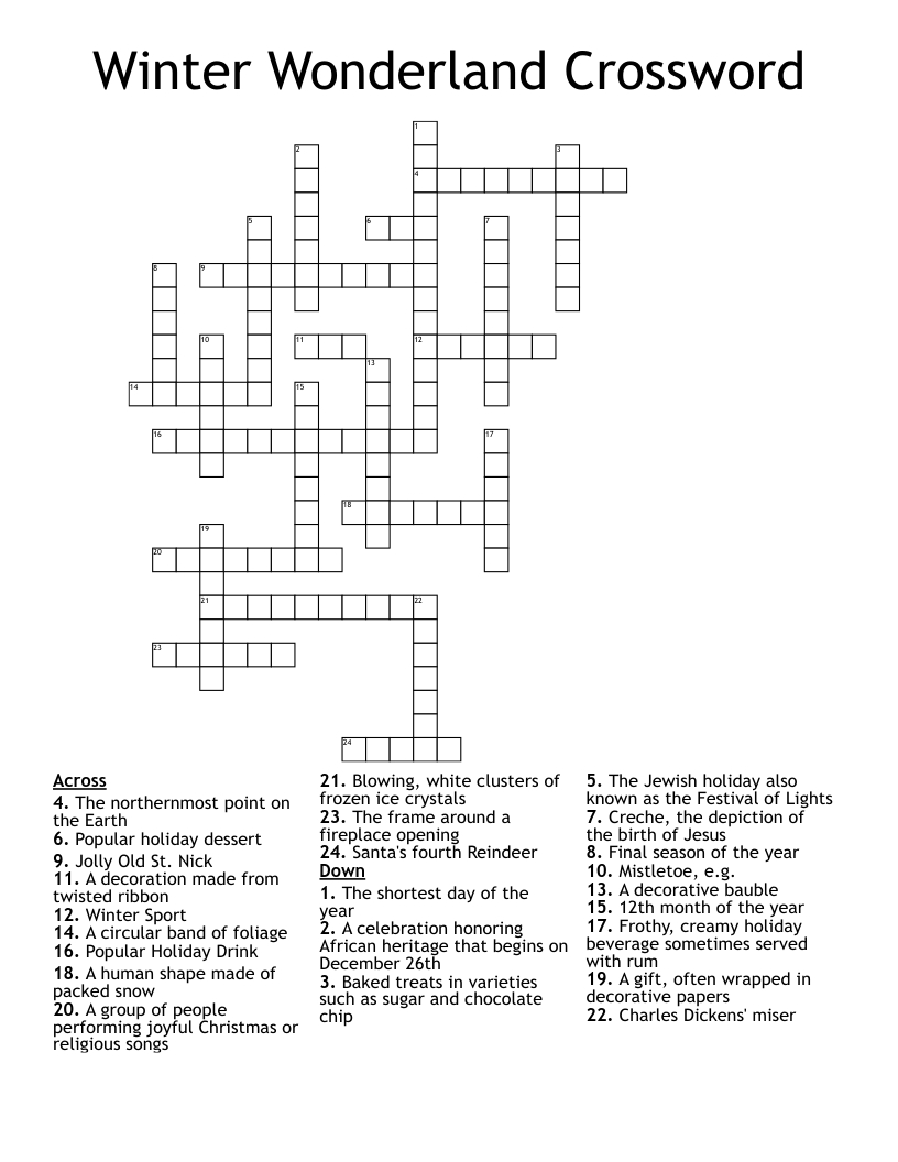 Winter Wonderland Crossword - Wordmint inside Christmas Baubles Often Crossword Clue