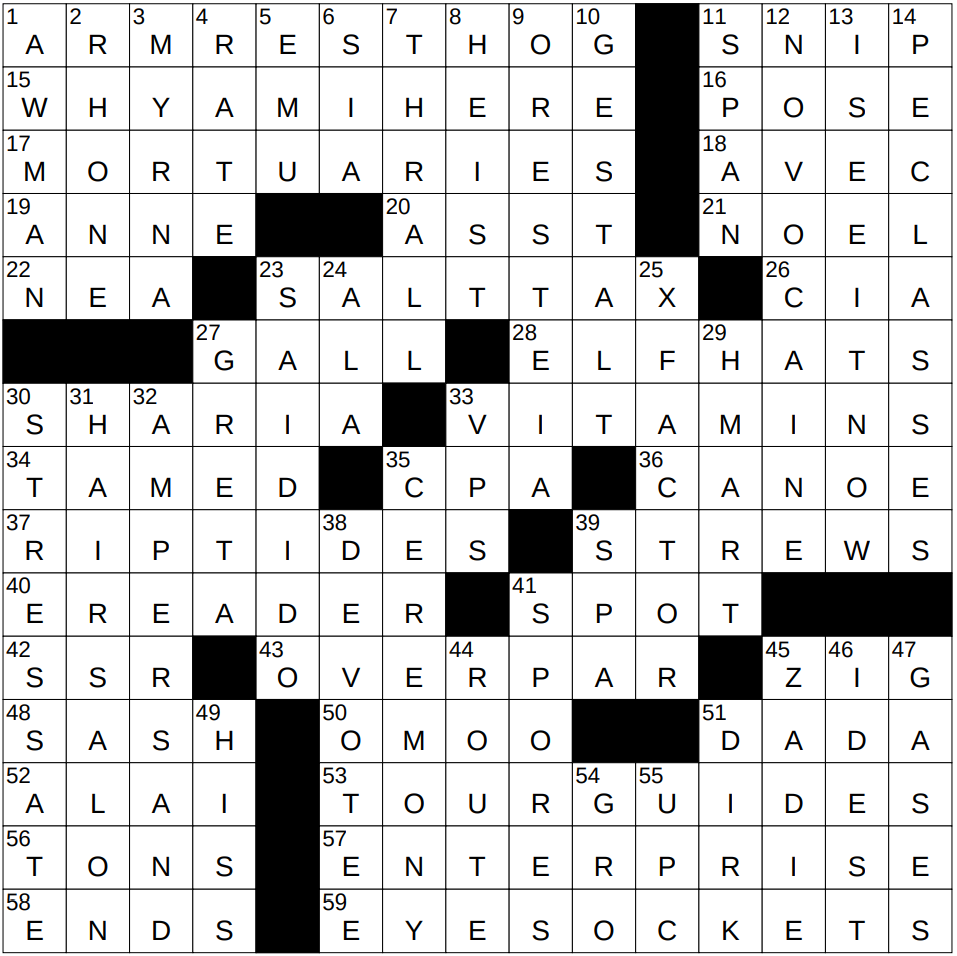 0125 25 Ny Times Crossword 25 Jan 25 Saturday