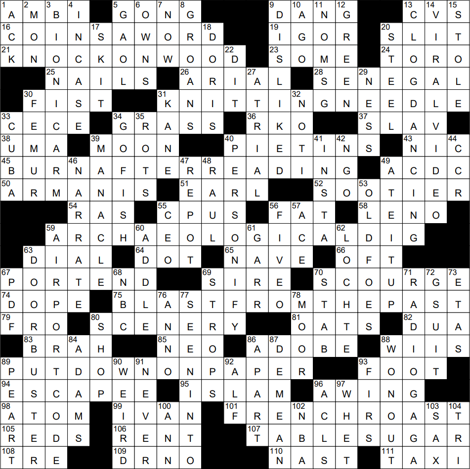 0526 24 Ny Times Crossword 26 May 24 Sunday