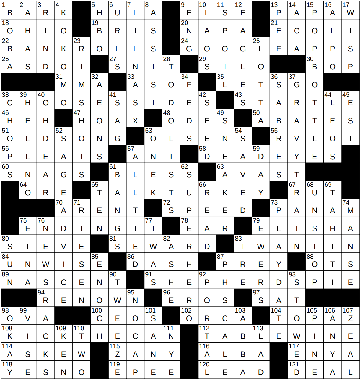 1119 23 Ny Times Crossword 19 Nov 23 Sunday