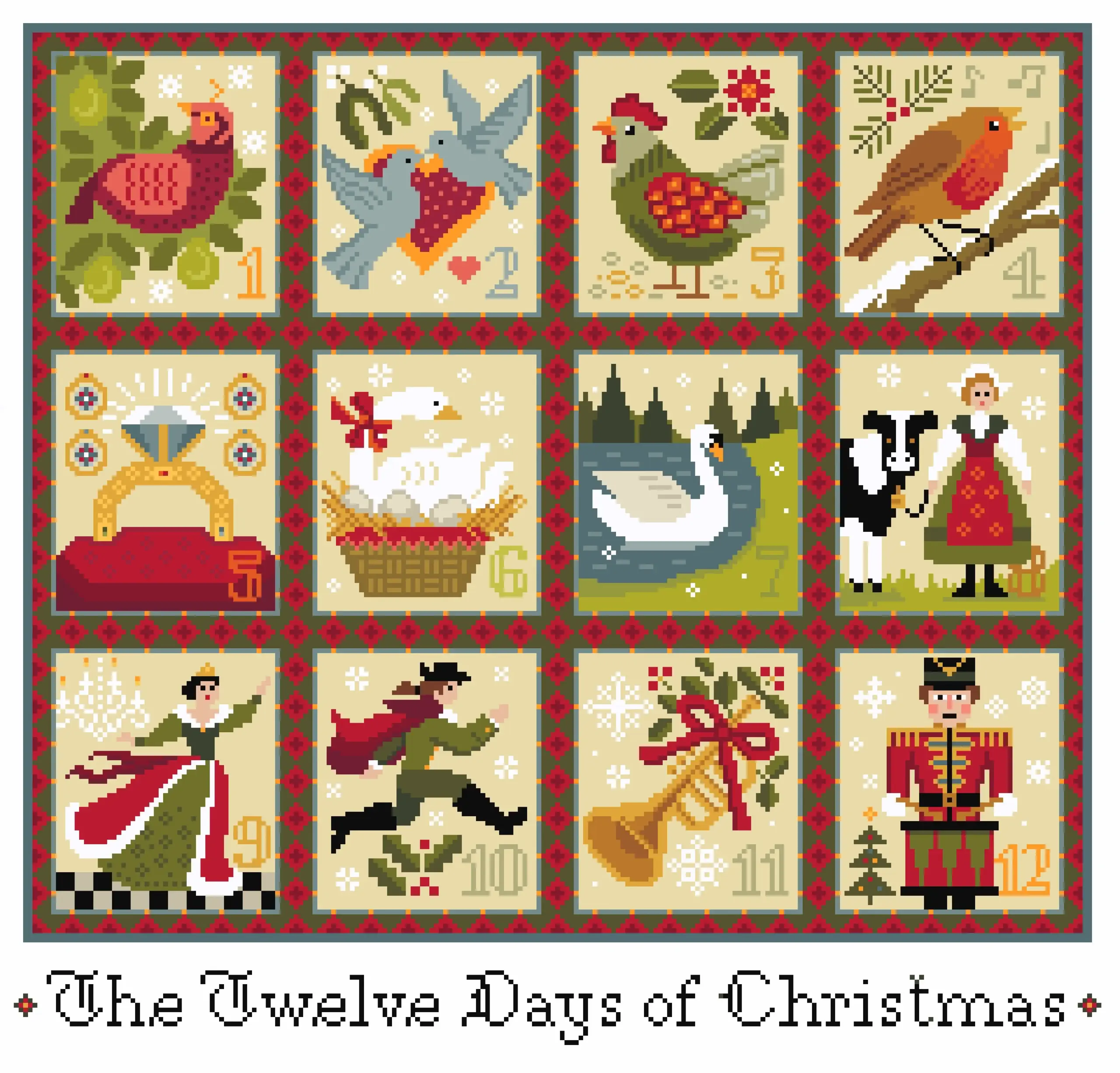 12 Days Of Christmas Carol Cross Stitch