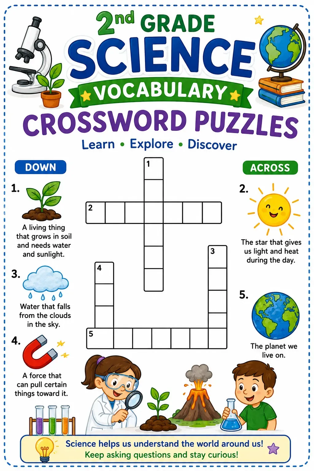 2nd Grade Science Vocabulary Crossword Puzzles