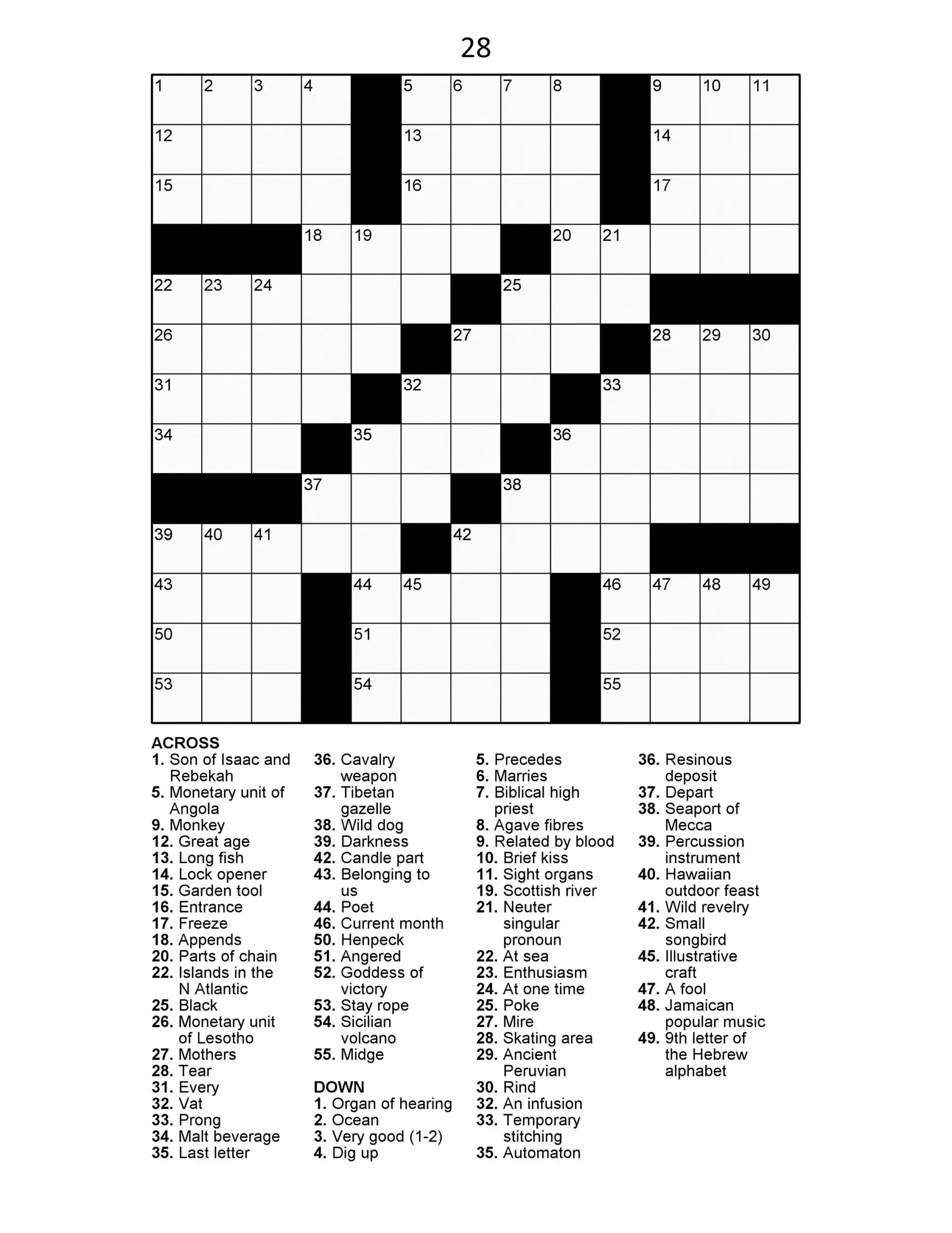 free printable large print crossword puzzles free printable large print crossword puzzles