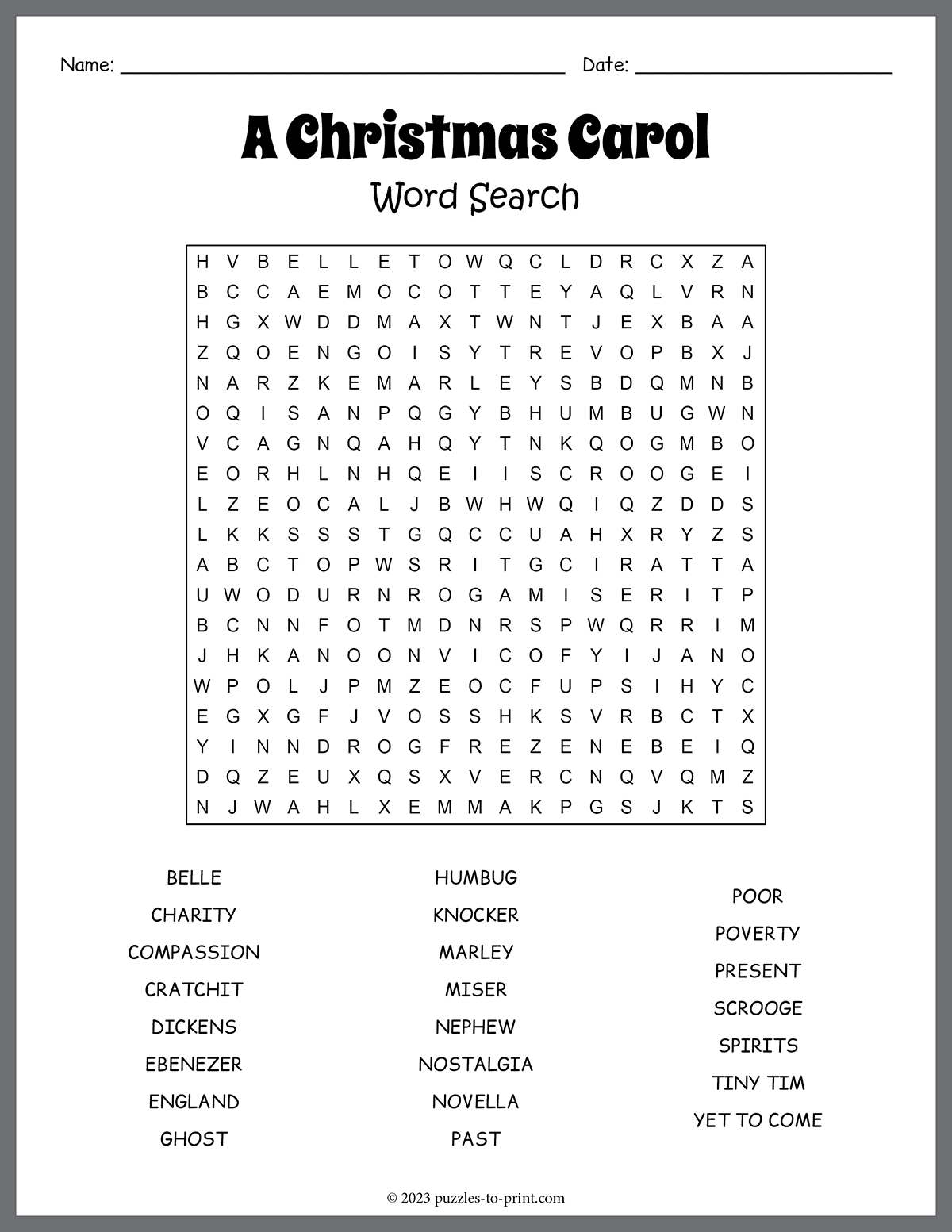 christmas carol crossword answers