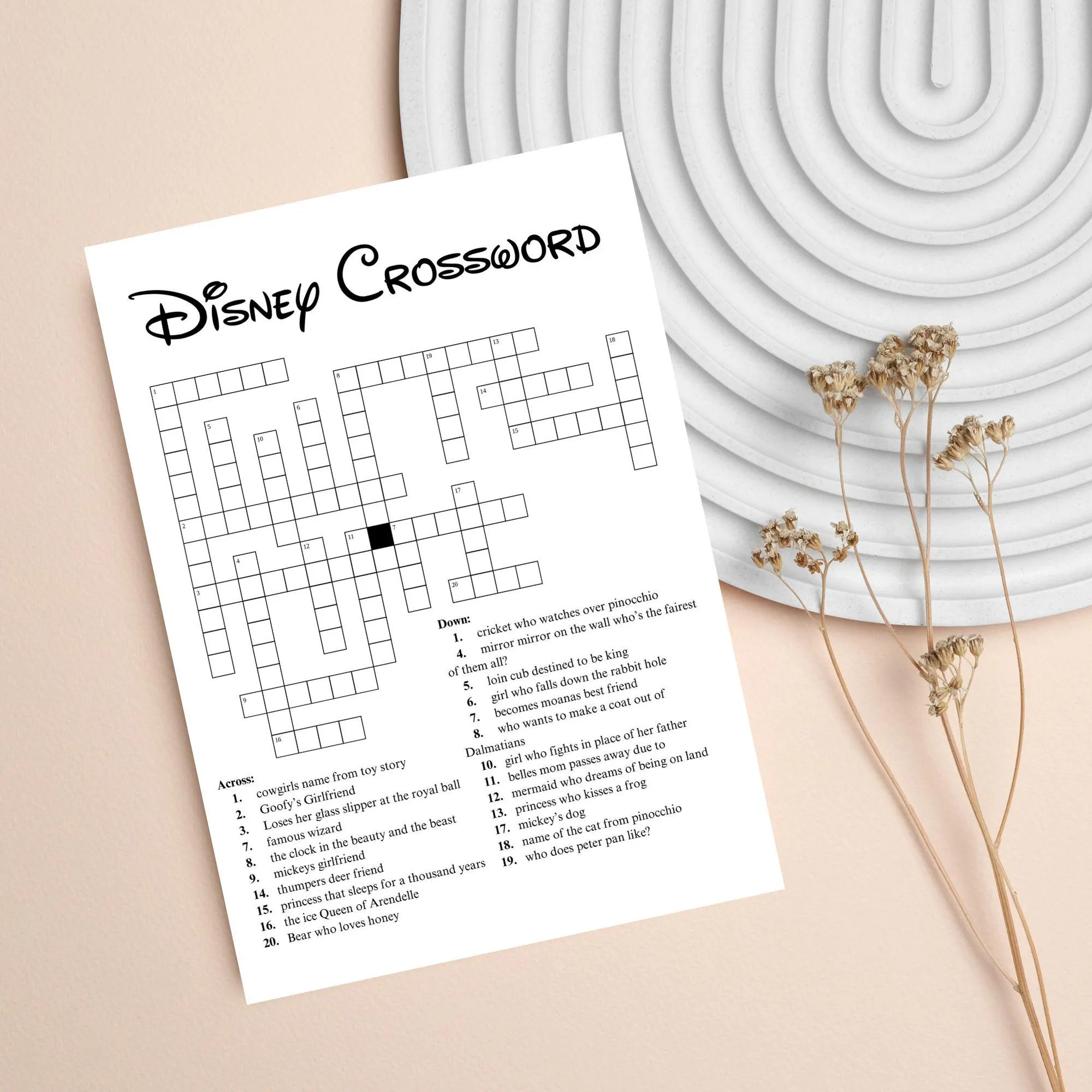 printable disney crossword puzzles