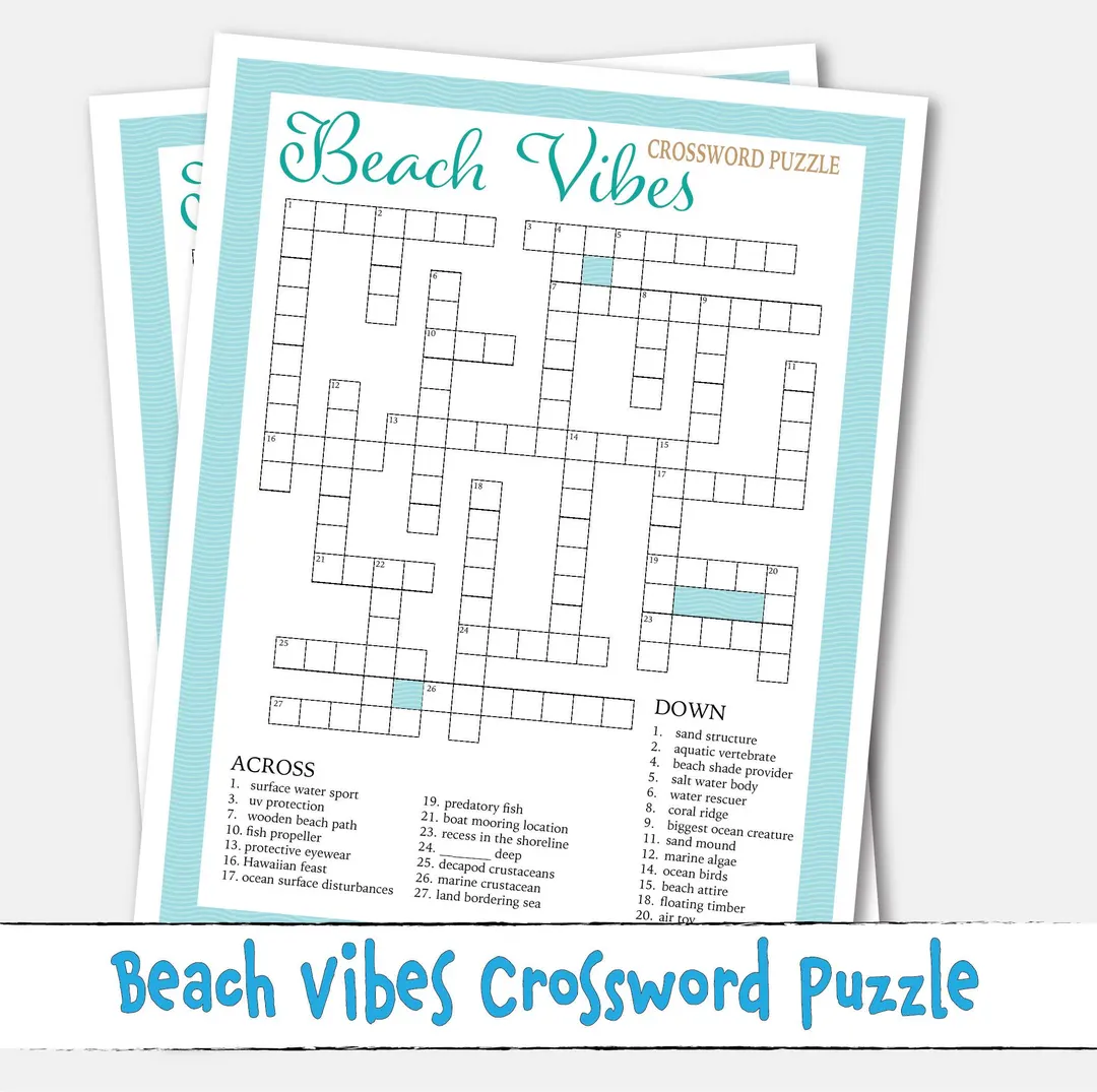 Beach Vibes Summer Crossword Puzzle