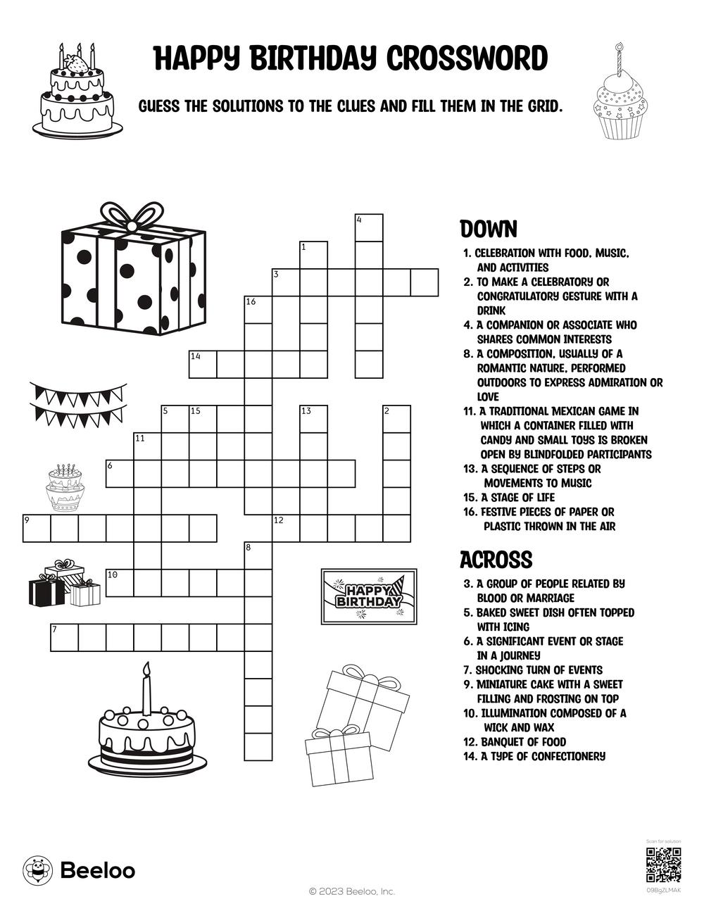 Birthday Crossword