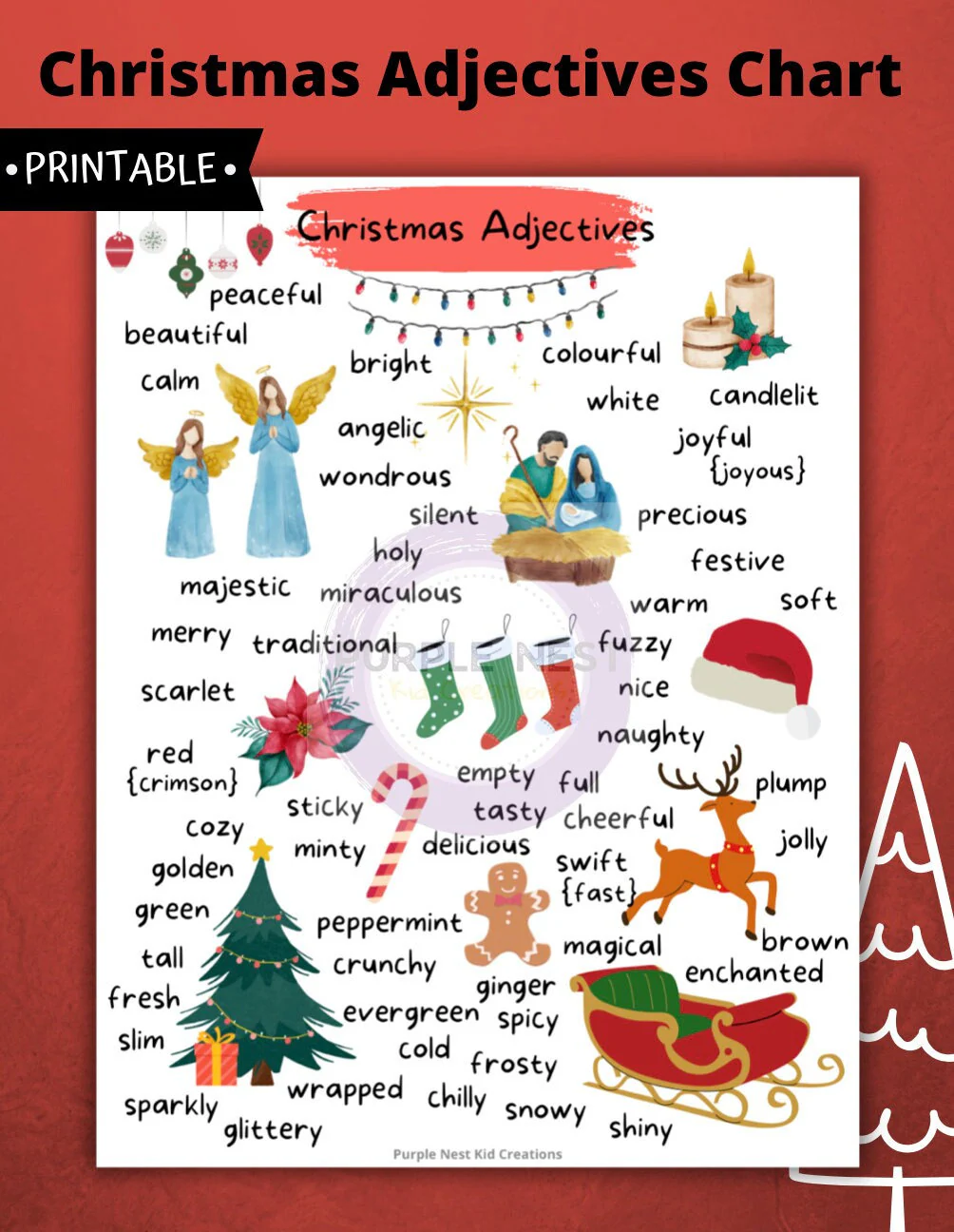 Christmas Adjectives Chart Winter