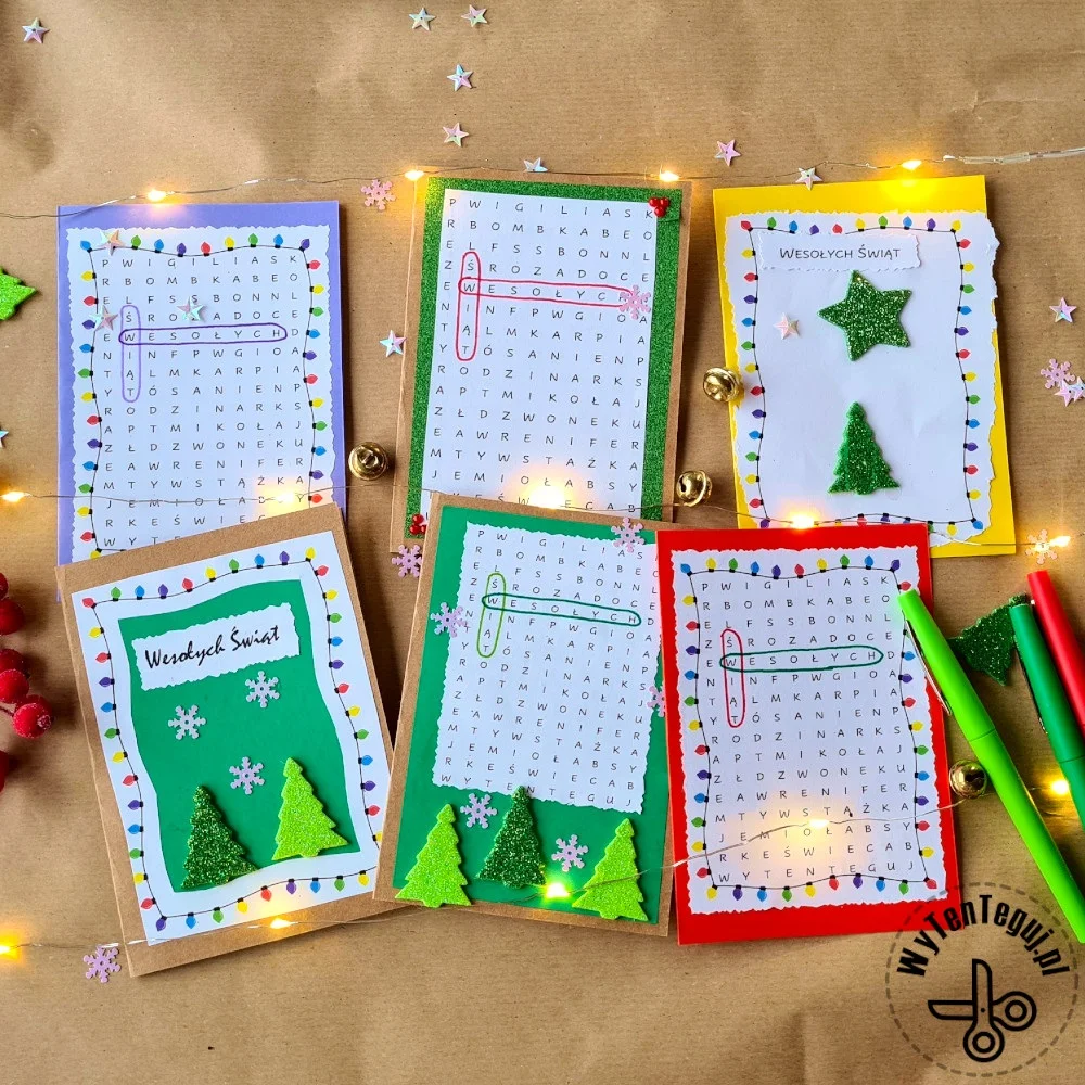 Christmas Cards Diy With Crossword Puzzle Printable Templates In English