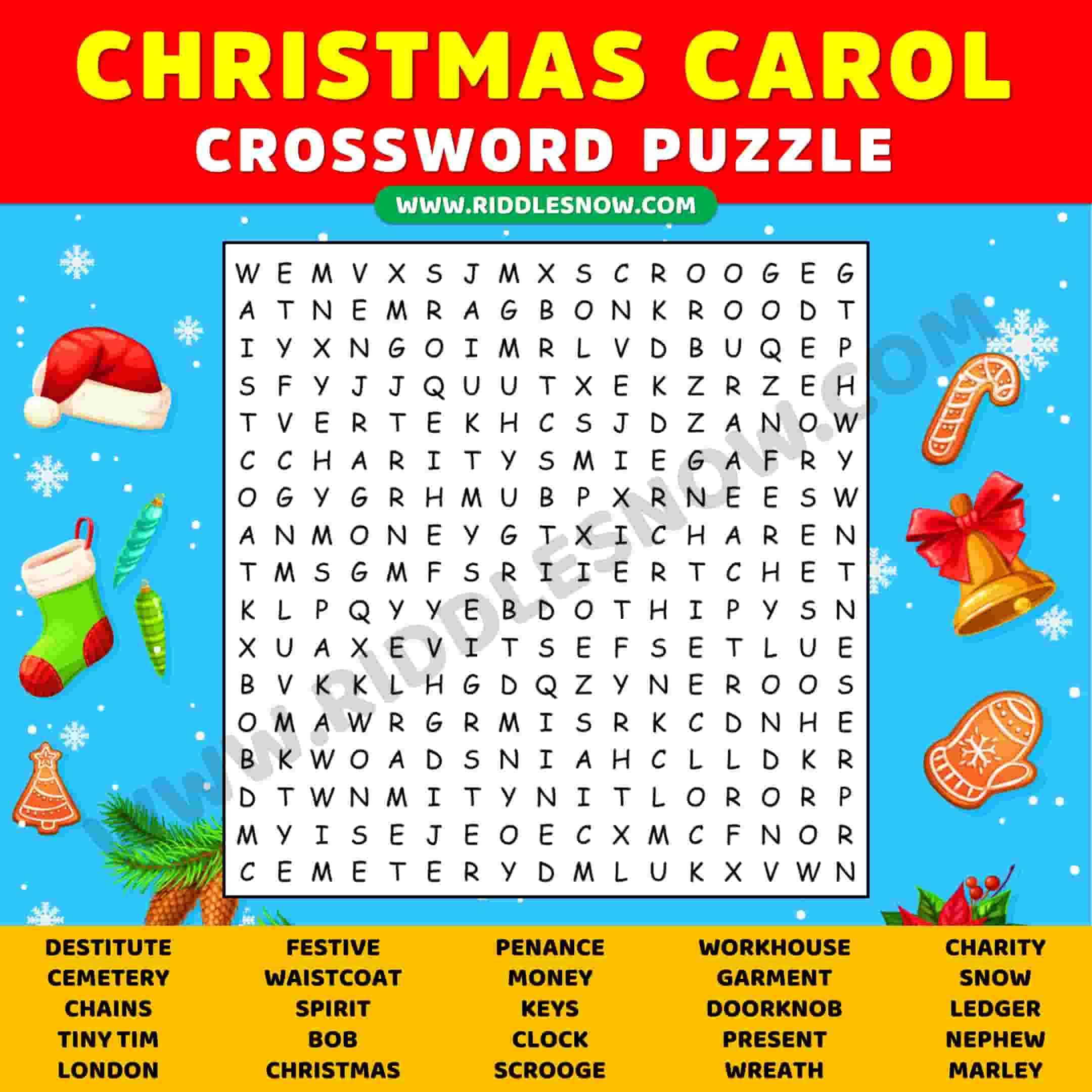 Christmas Carol Crossword Puzzles