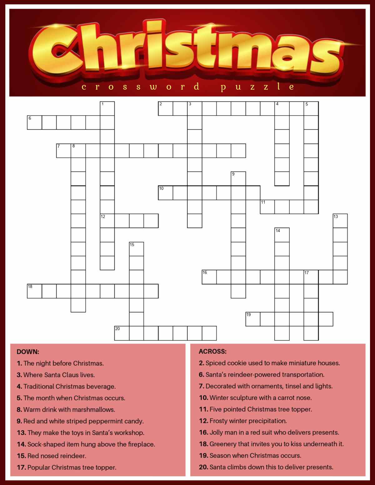 Christmas Crossword Puzzle