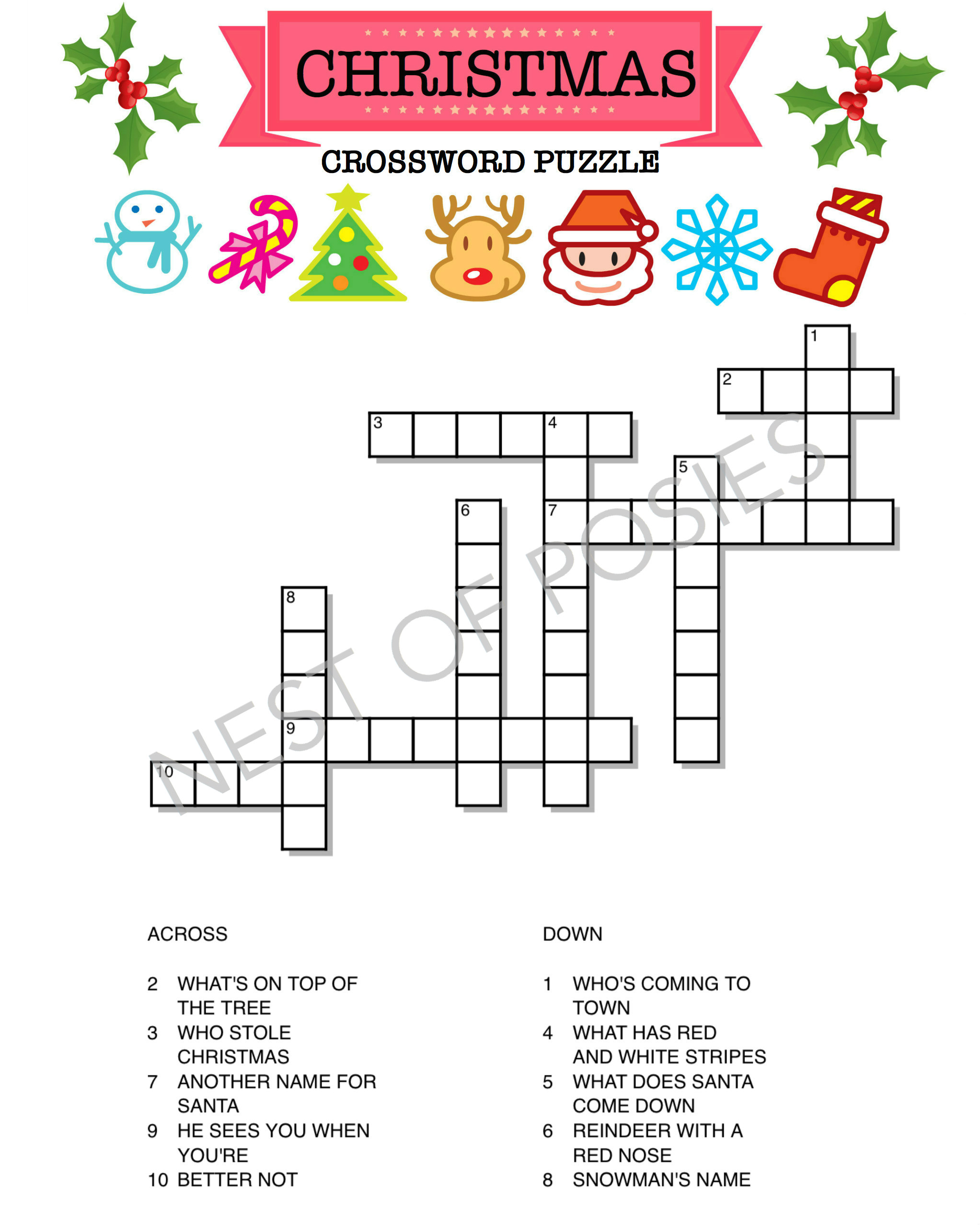 easy christmas crossword puzzles printable easy christmas crossword puzzles printable