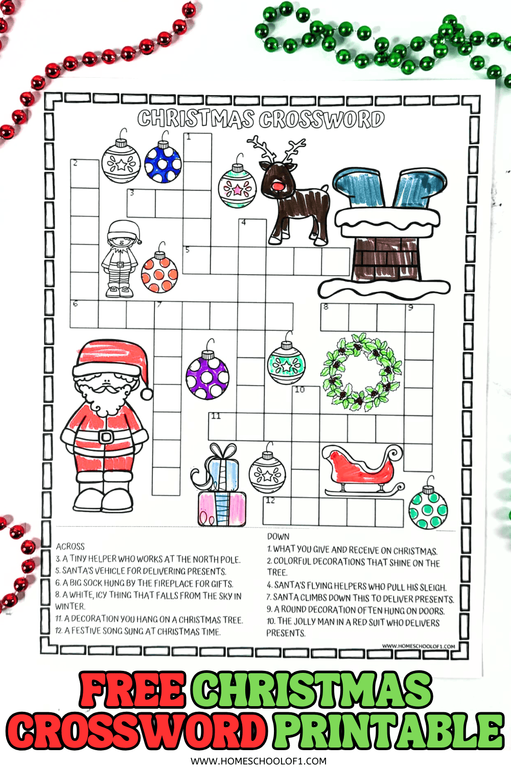 Christmas Crossword Puzzle Printable