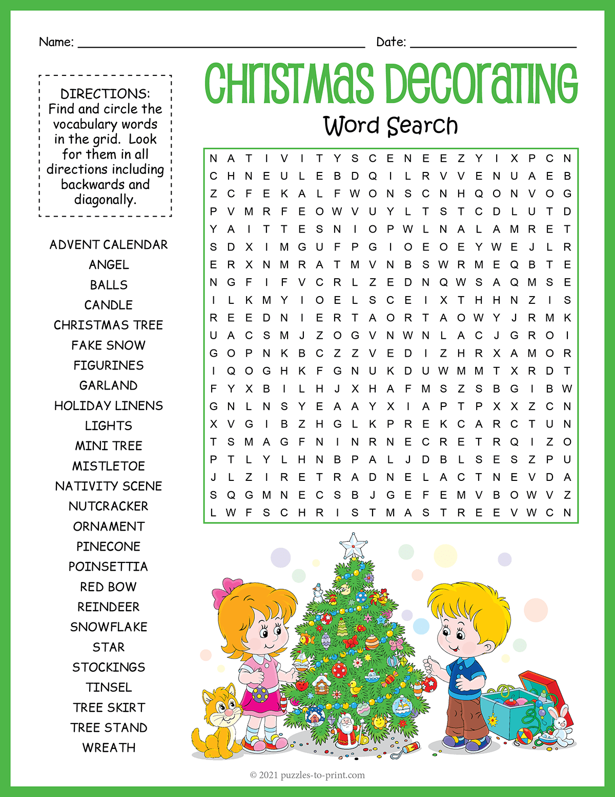 Christmas Decorating Word Search shtml