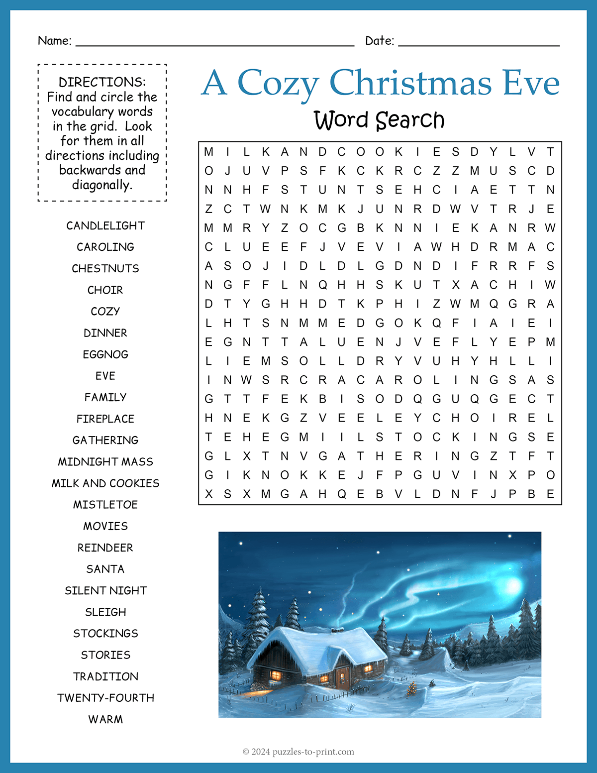 Christmas Eve Word Search shtml