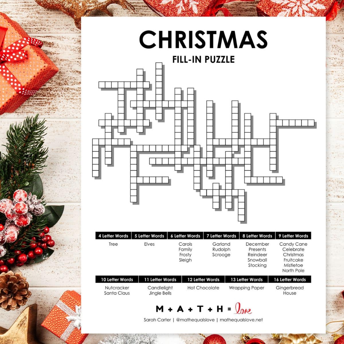 Christmas Fill In Puzzle